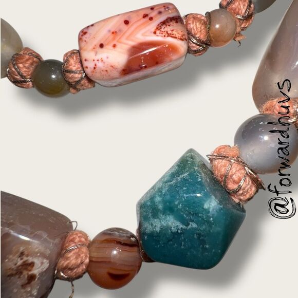 44” Knotted Jasper & Agate Stone Mix Necklace - No Clasp (Read Description) - Picture 6 of 10